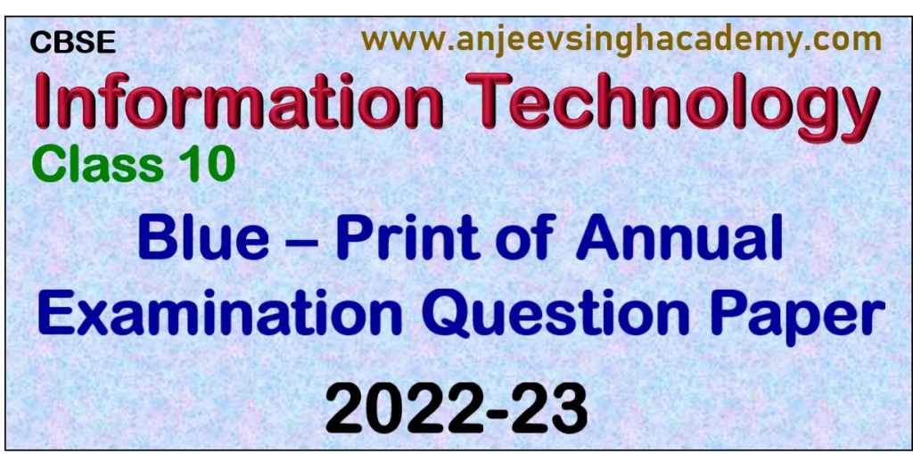 Class 10 Information Technology Code 402 Blue Print of Sample Question Paper 2022-23