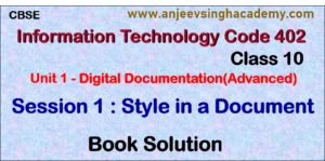 class 10 session1 Style in a document