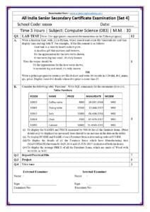 Class 12 Computer Science (083) — Practical Examination Question Paper ...
