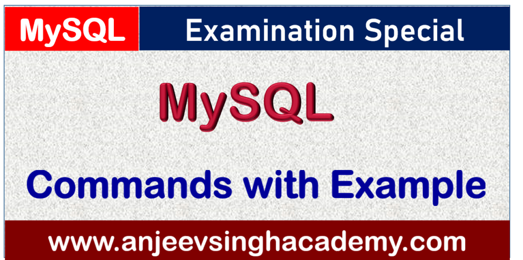 mysql and sql commands with example