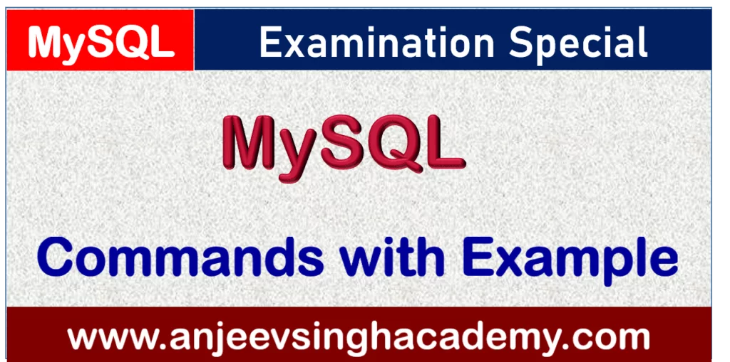 mysql and sql commands with example