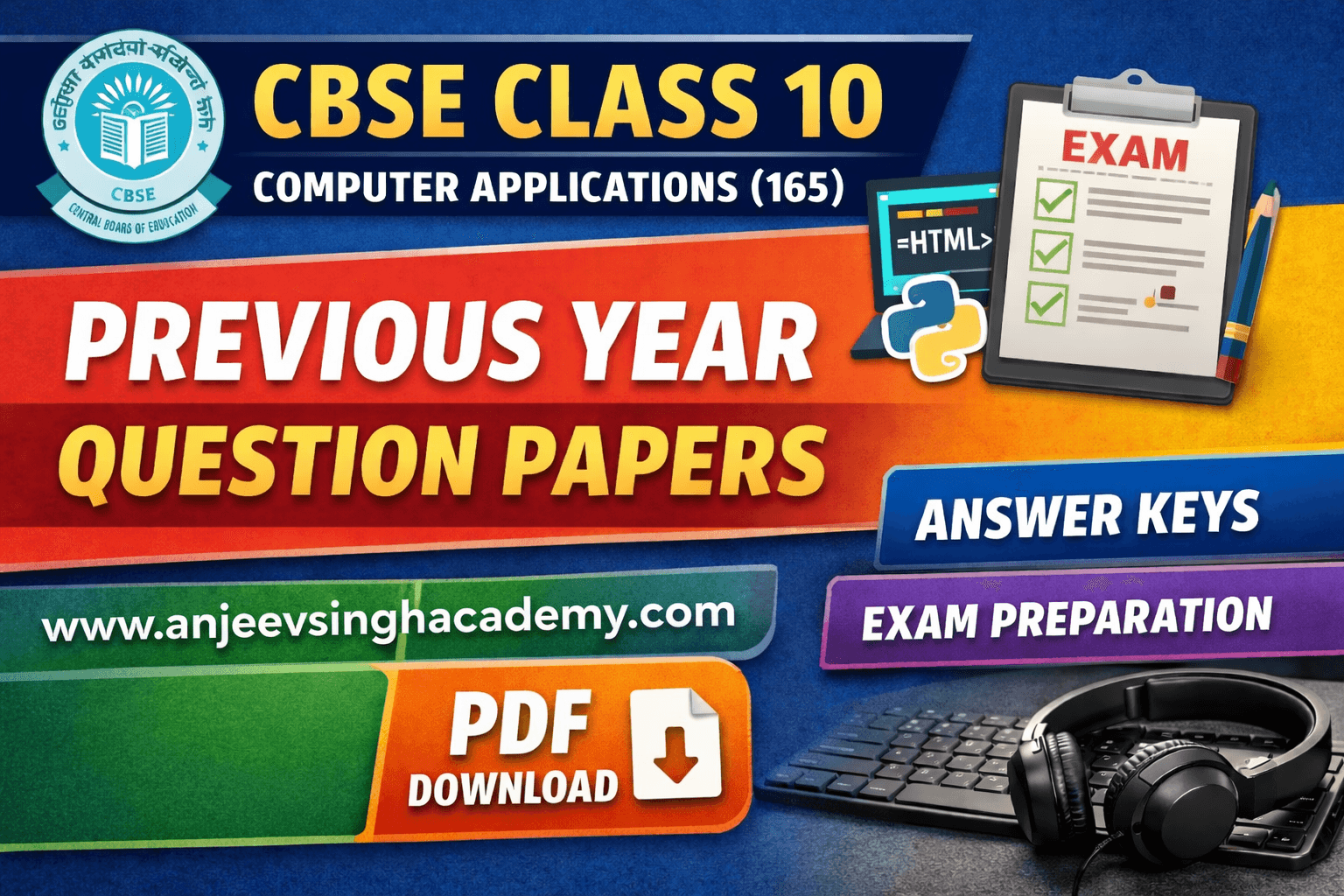 CBSE Class 10 Computer Applications (165) Previous Year Question Papers